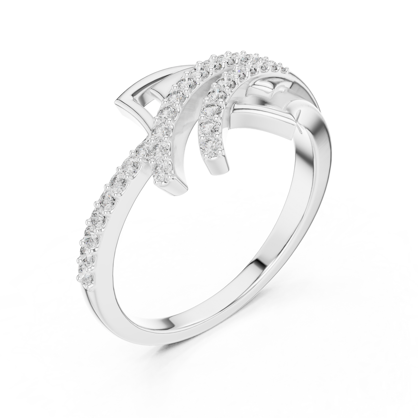 14K White Gold Tiered Wave Lab Grown Diamond Ring