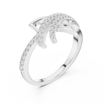 14K White Gold Tiered Wave Lab Grown Diamond Ring