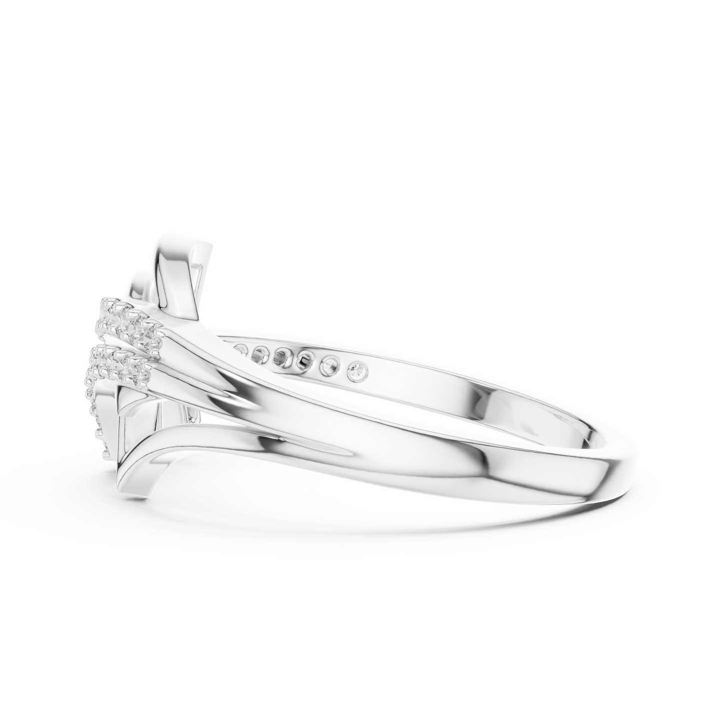 14K White Gold Tiered Wave Lab Grown Diamond Ring