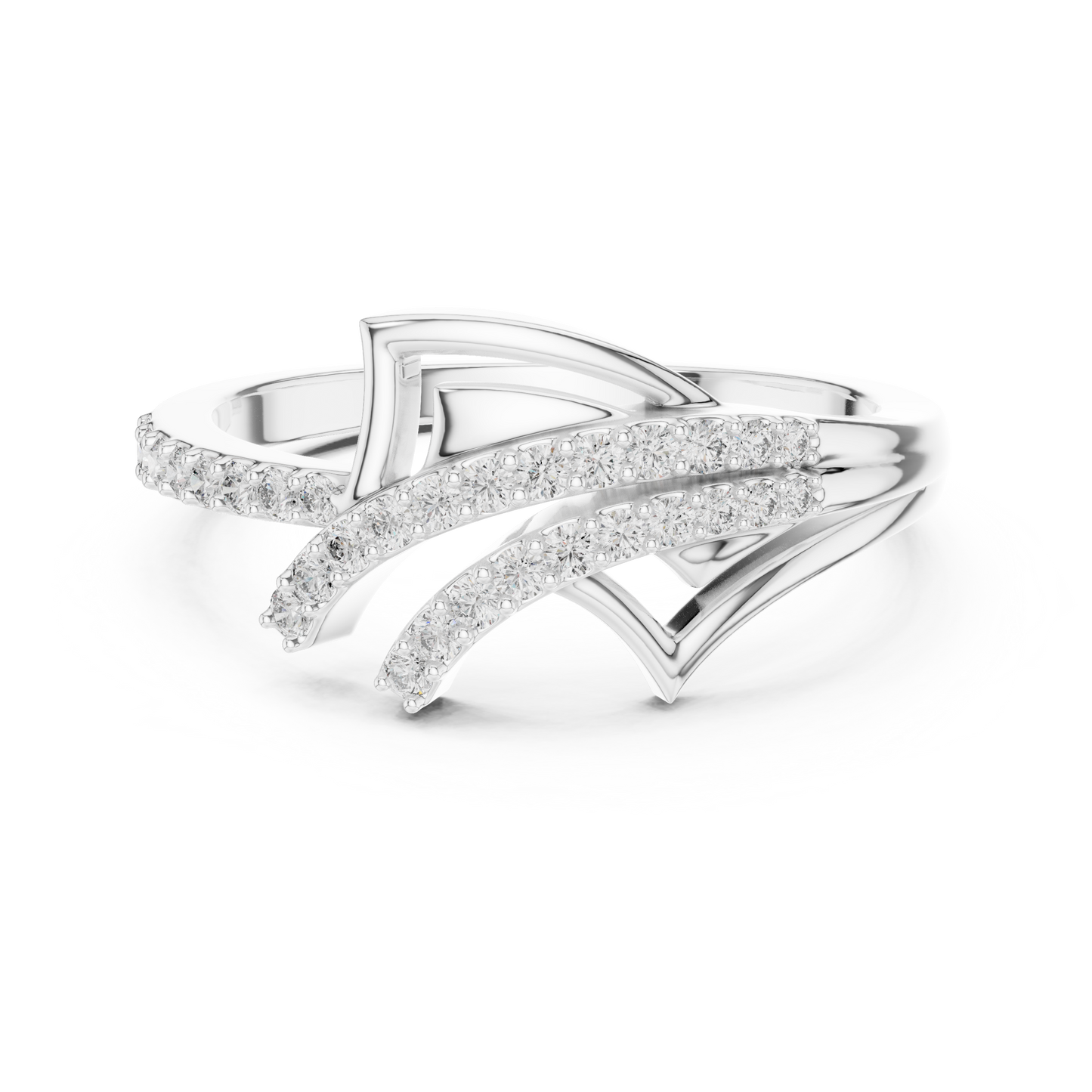 14K White Gold Tiered Wave Lab Grown Diamond Ring