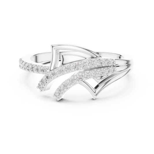 14K White Gold Tiered Wave Lab Grown Diamond Ring