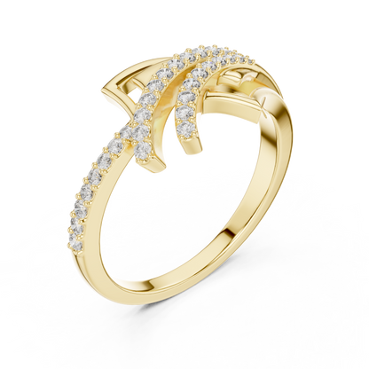 14K White Gold Tiered Wave Lab Grown Diamond Ring