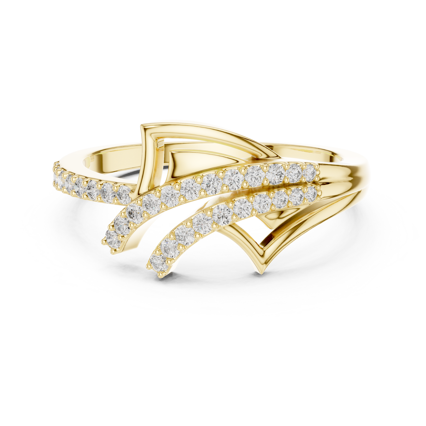 14K White Gold Tiered Wave Lab Grown Diamond Ring