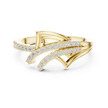 14K White Gold Tiered Wave Lab Grown Diamond Ring