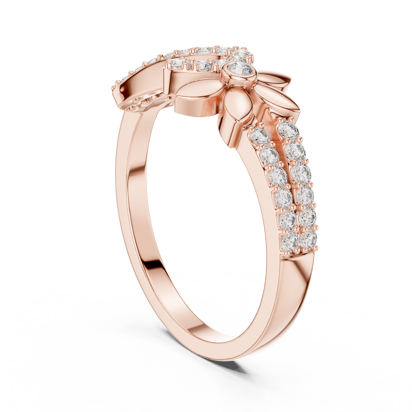 Infinity Flower Lab Grown Diamond Ring in 14K Rose Gold