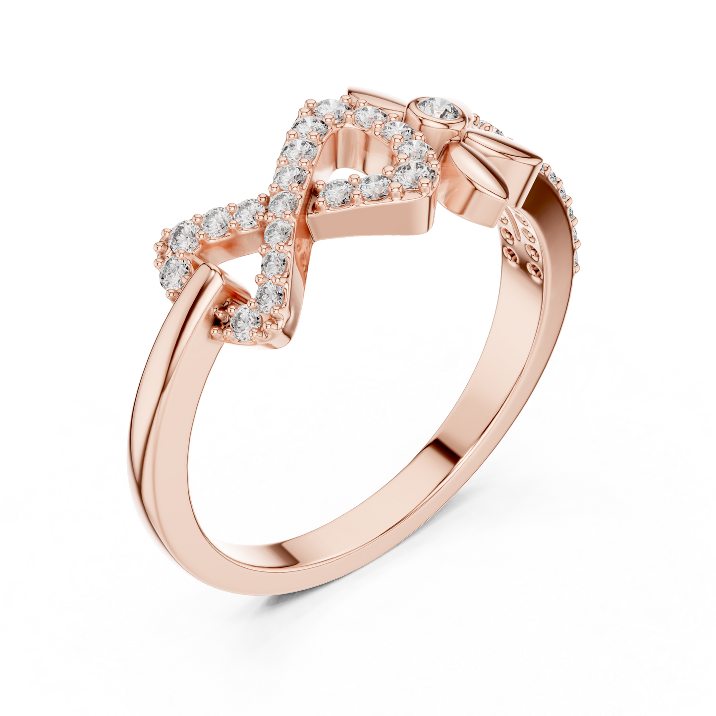 Infinity Flower Lab Grown Diamond Ring in 14K Rose Gold