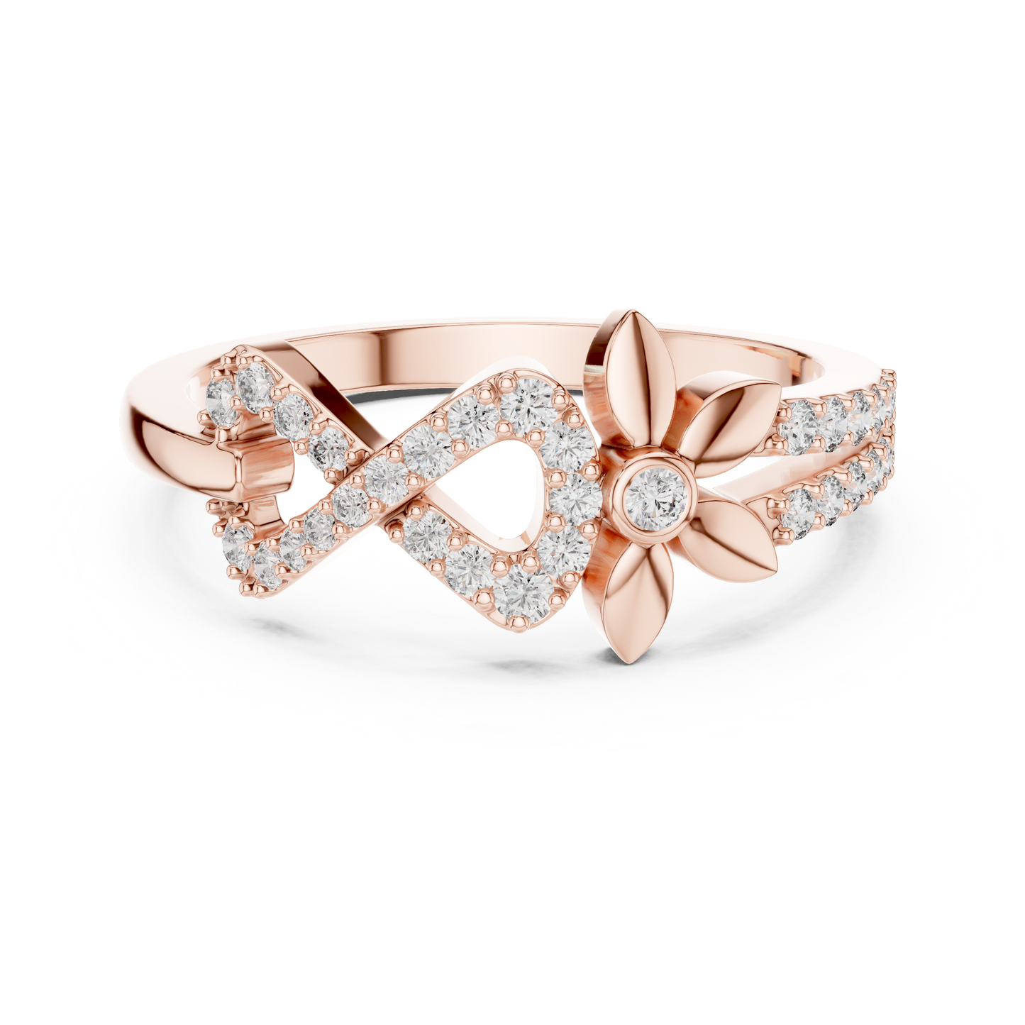 Infinity Flower Lab Grown Diamond Ring in 14K Rose Gold
