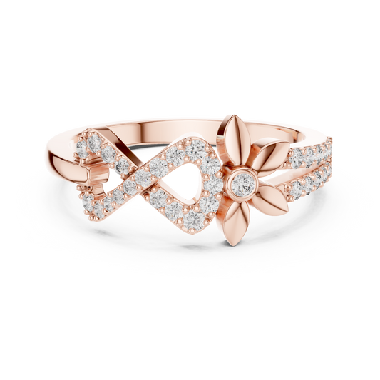 Infinity Flower Lab Grown Diamond Ring in 14K Rose Gold