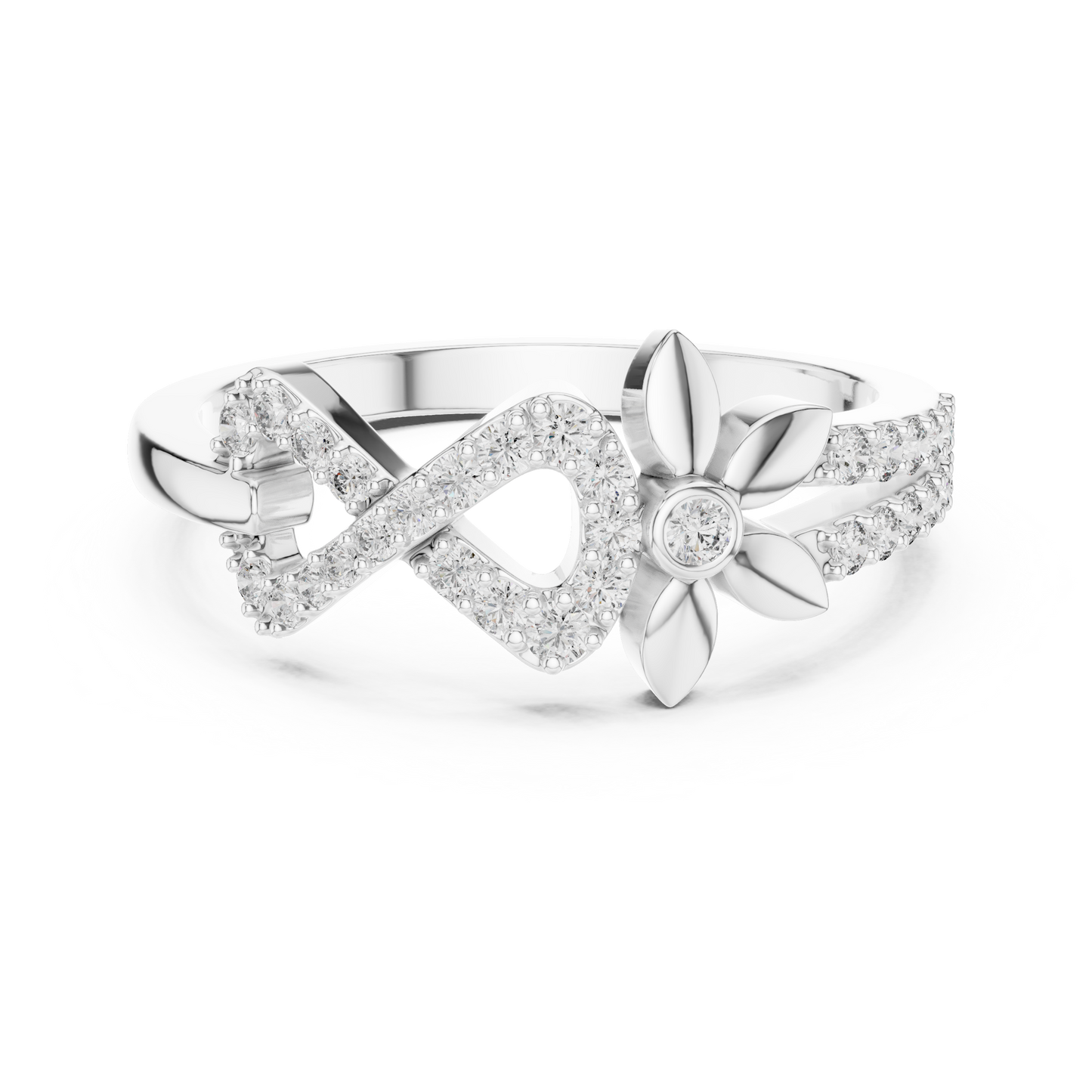 Infinity Flower Lab Grown Diamond Ring in 14K Rose Gold