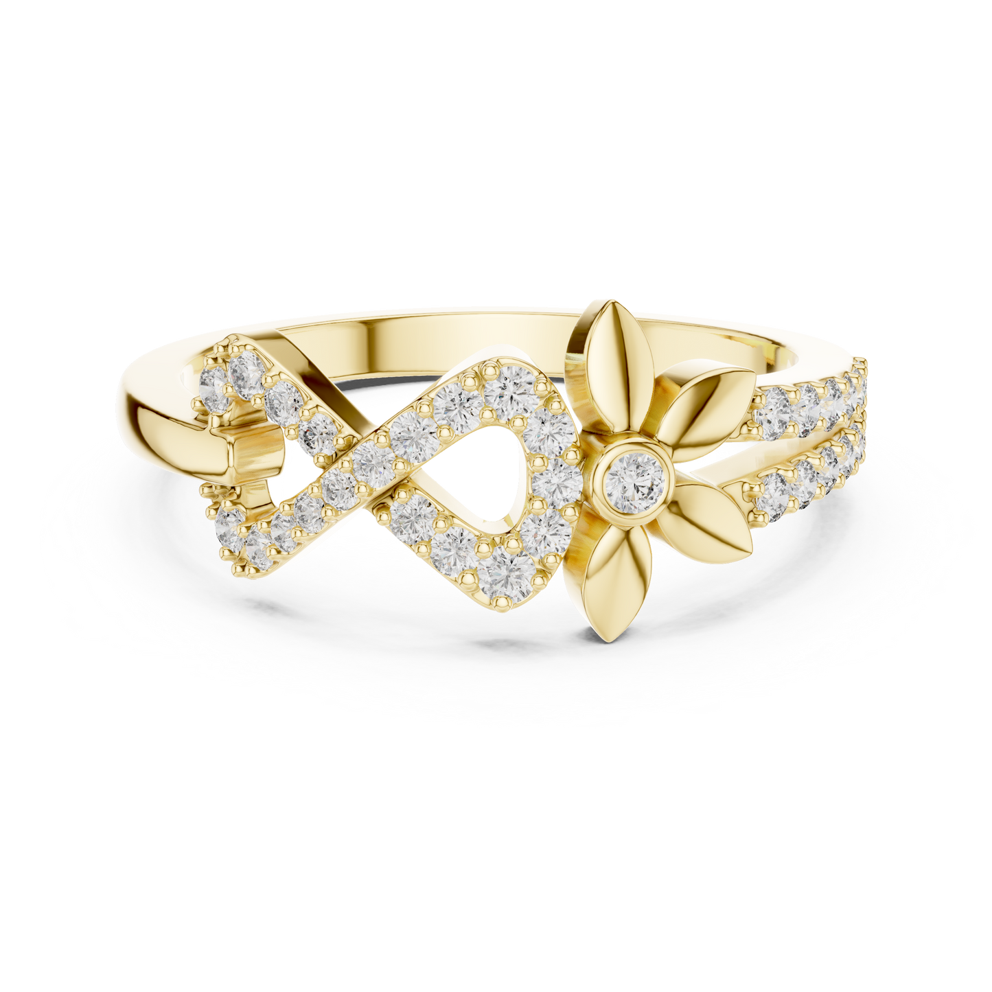 Infinity Flower Lab Grown Diamond Ring in 14K Rose Gold