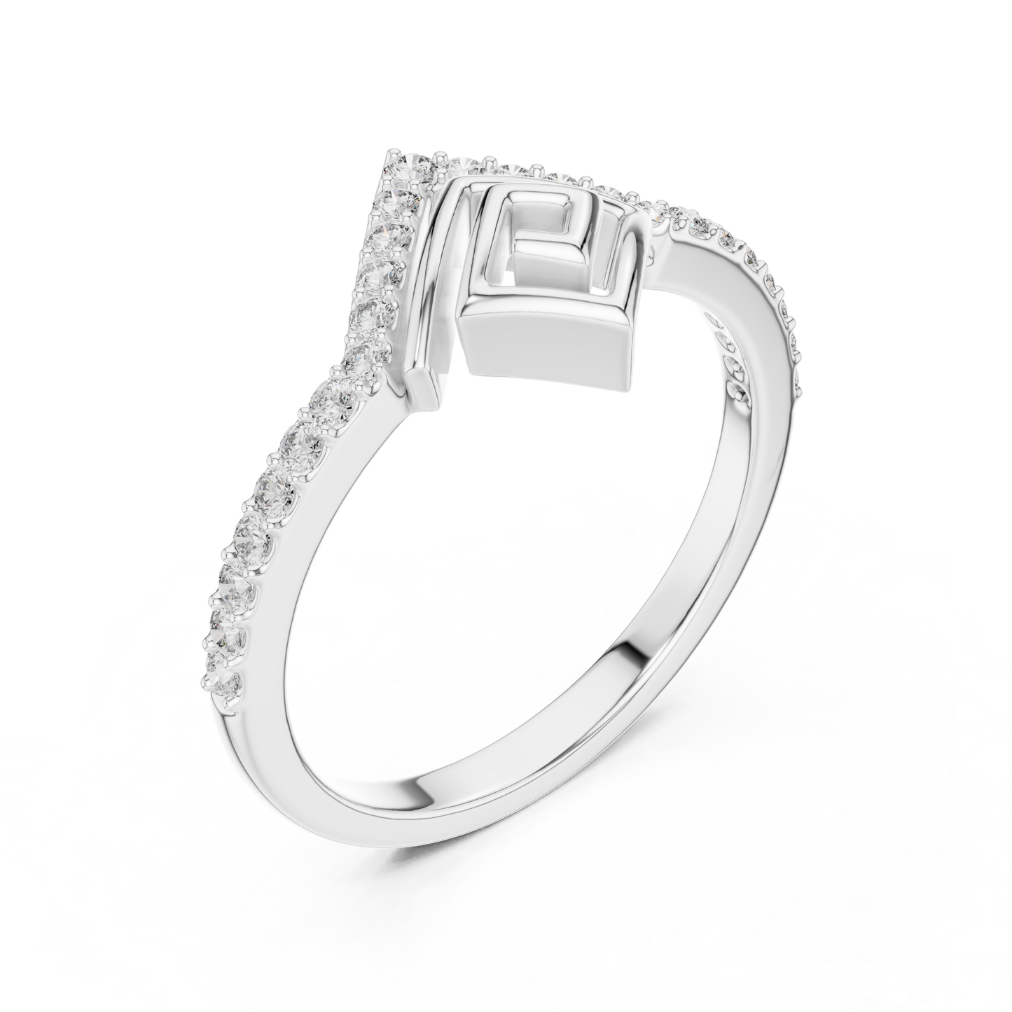 Greek Key Lab Grown Diamond Ring in 14K Yellow Gold