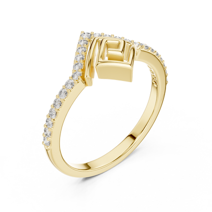Greek Key Lab Grown Diamond Ring in 14K Yellow Gold