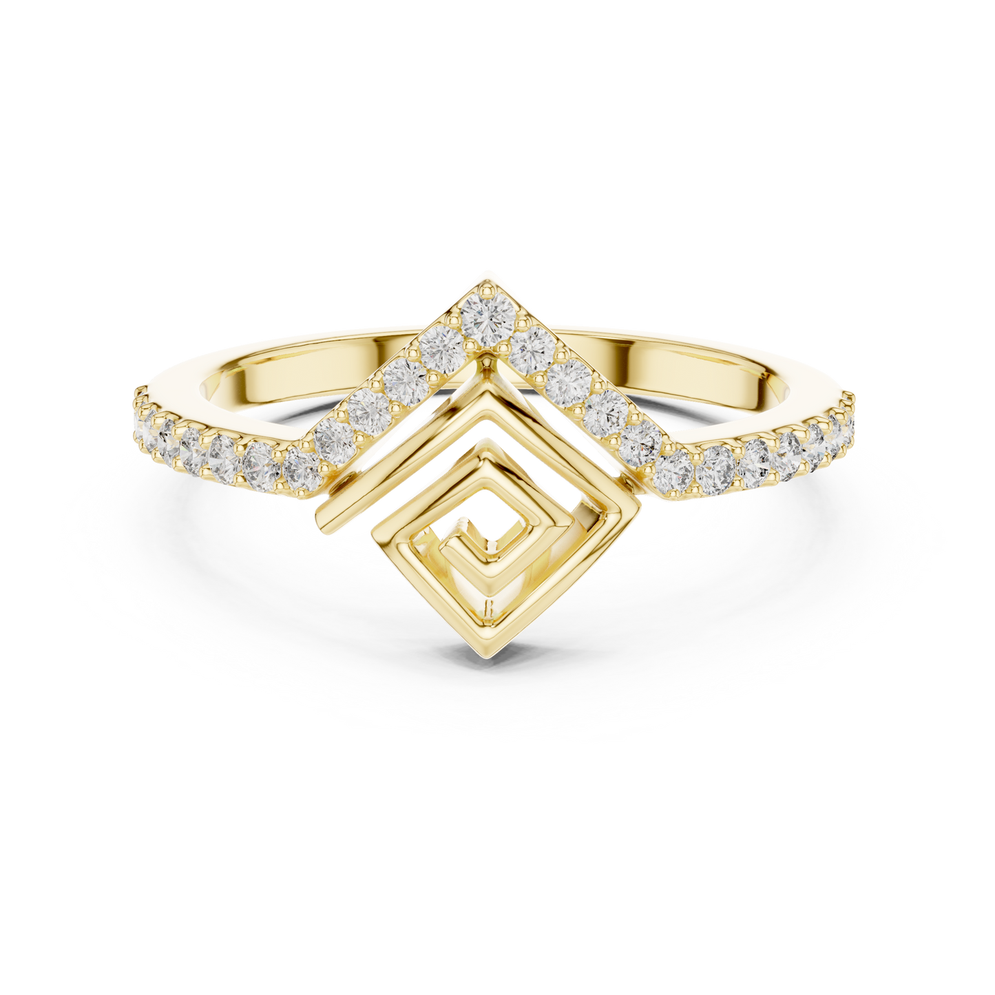 Greek Key Lab Grown Diamond Ring in 14K Yellow Gold