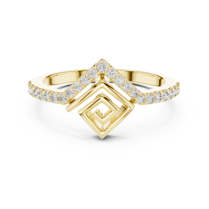 Greek Key Lab Grown Diamond Ring in 14K Yellow Gold