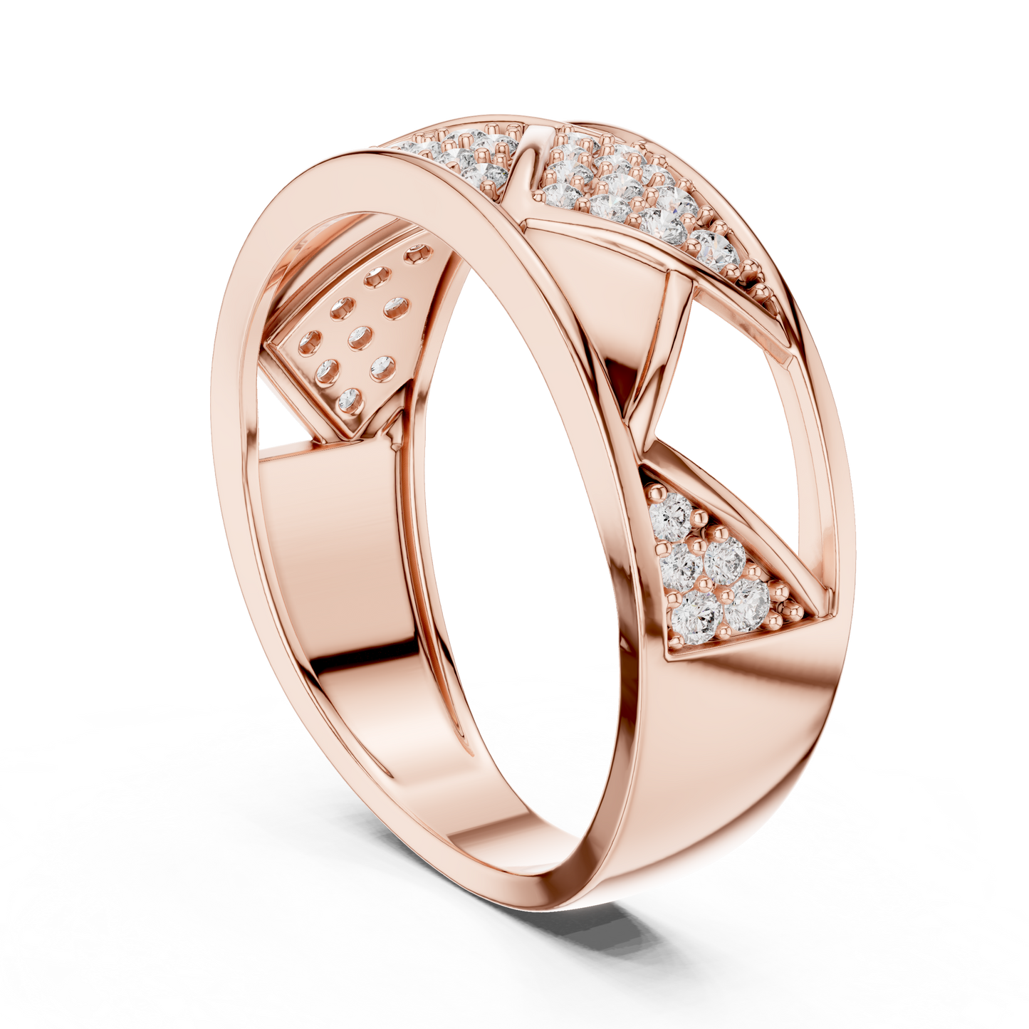 Round Cut Lab Grown Diamond Geometric Engagement Ring