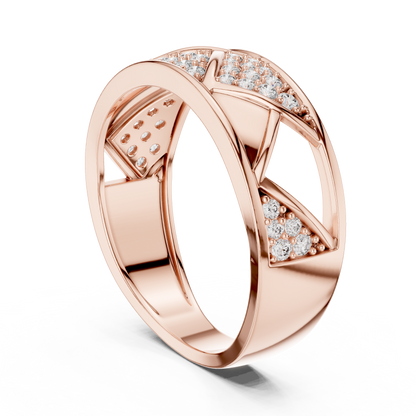 Round Cut Lab Grown Diamond Geometric Engagement Ring