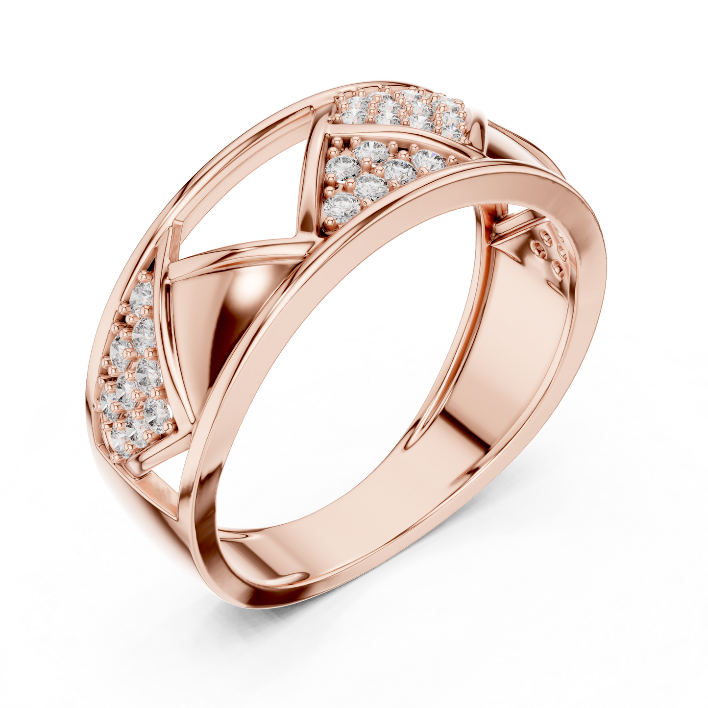 Round Cut Lab Grown Diamond Geometric Engagement Ring
