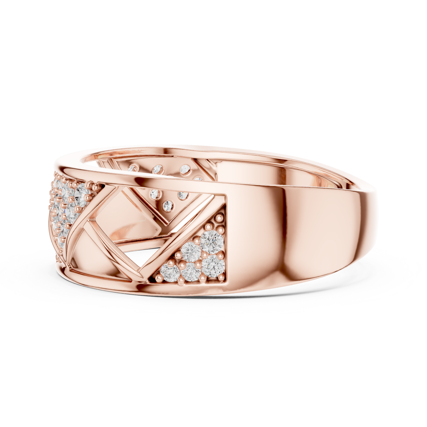 Round Cut Lab Grown Diamond Geometric Engagement Ring