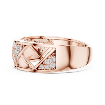 Round Cut Lab Grown Diamond Geometric Engagement Ring
