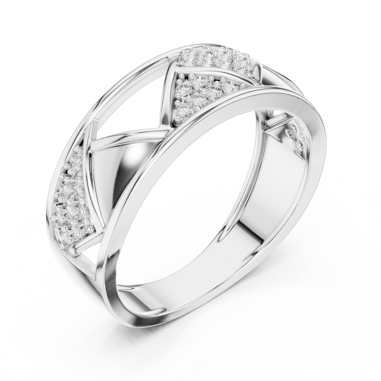 Round Cut Lab Grown Diamond Geometric Engagement Ring