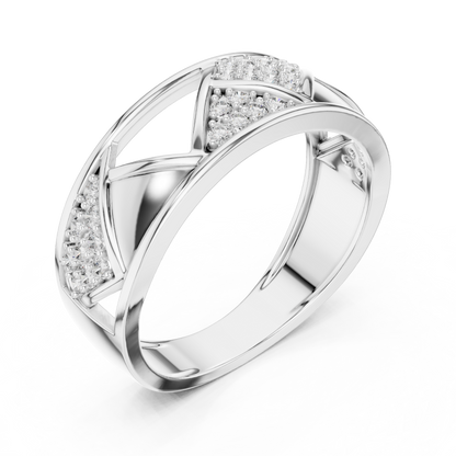 Round Cut Lab Grown Diamond Geometric Engagement Ring