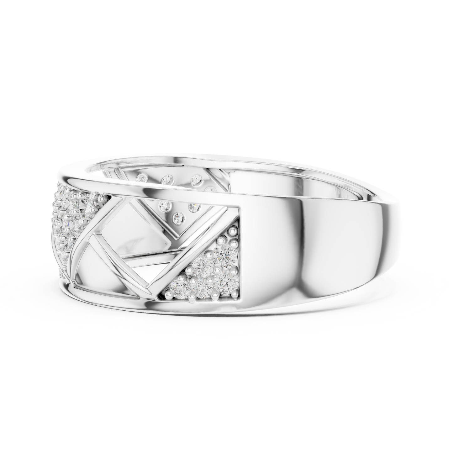 Round Cut Lab Grown Diamond Geometric Engagement Ring
