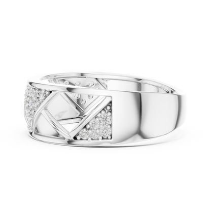 Round Cut Lab Grown Diamond Geometric Engagement Ring