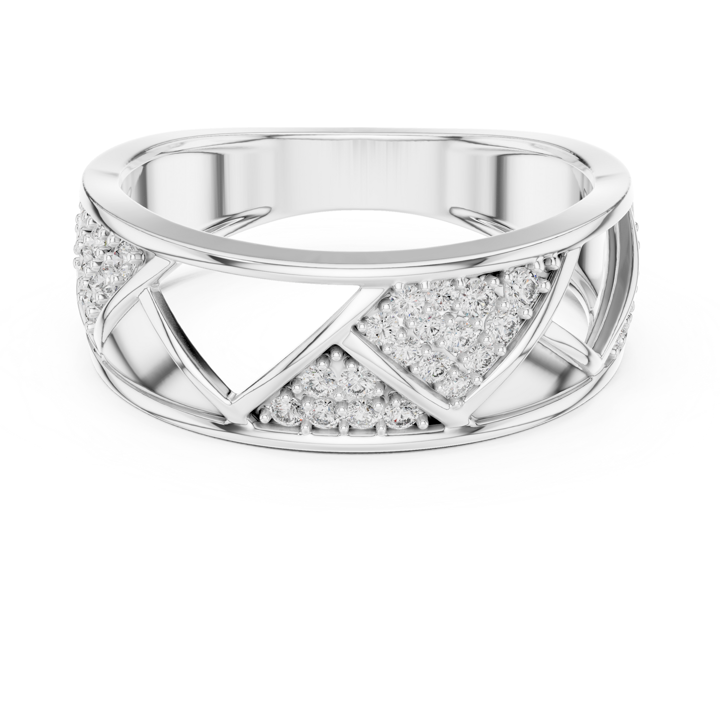 Round Cut Lab Grown Diamond Geometric Engagement Ring