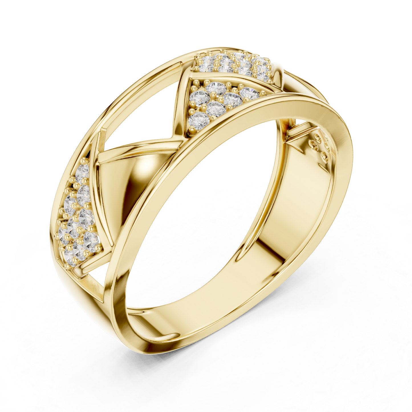 Round Cut Lab Grown Diamond Geometric Engagement Ring