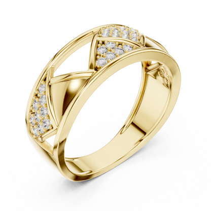 Round Cut Lab Grown Diamond Geometric Engagement Ring
