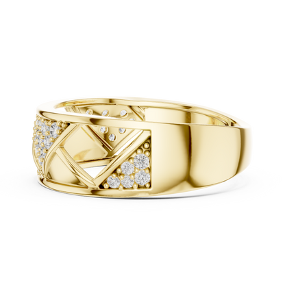 Round Cut Lab Grown Diamond Geometric Engagement Ring