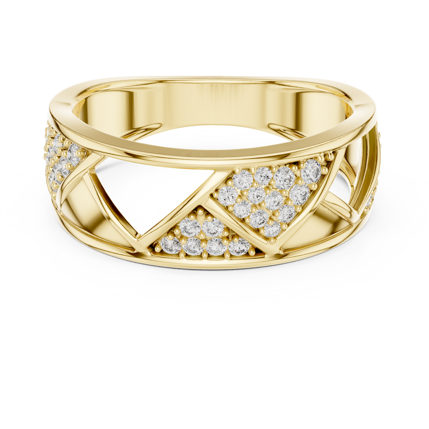 Round Cut Lab Grown Diamond Geometric Engagement Ring