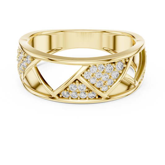 Round Cut Lab Grown Diamond Geometric Engagement Ring