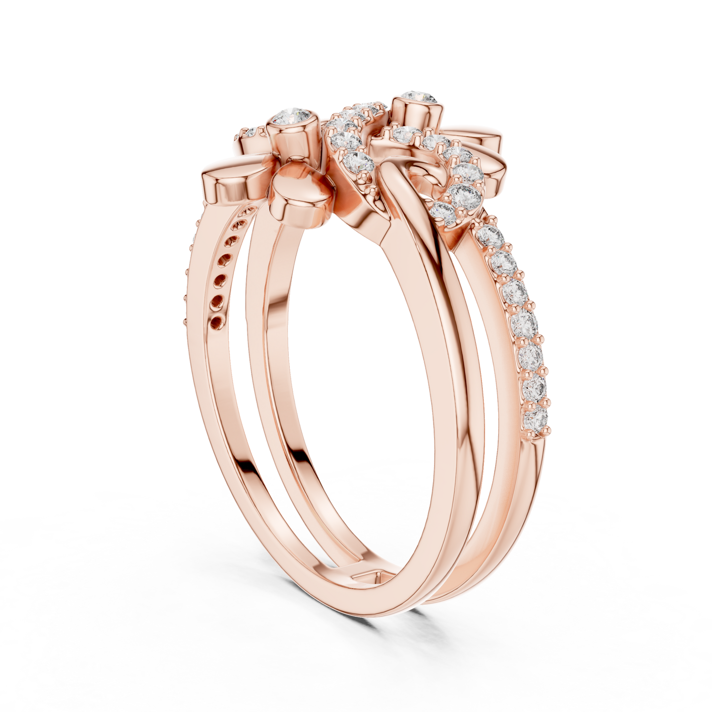 Lab Grown Diamond Infinity Flower Ring in 14K White Gold
