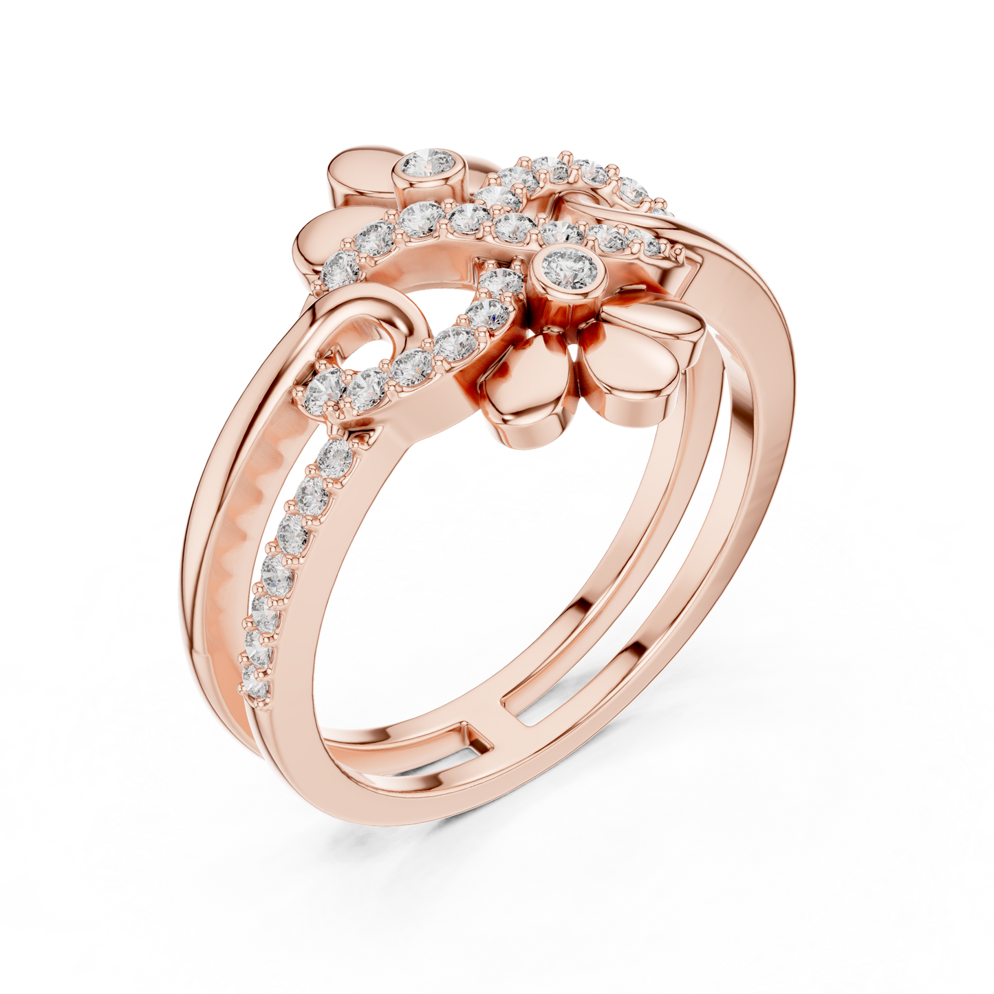 Lab Grown Diamond Infinity Flower Ring in 14K White Gold