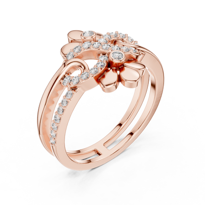 Lab Grown Diamond Infinity Flower Ring in 14K White Gold