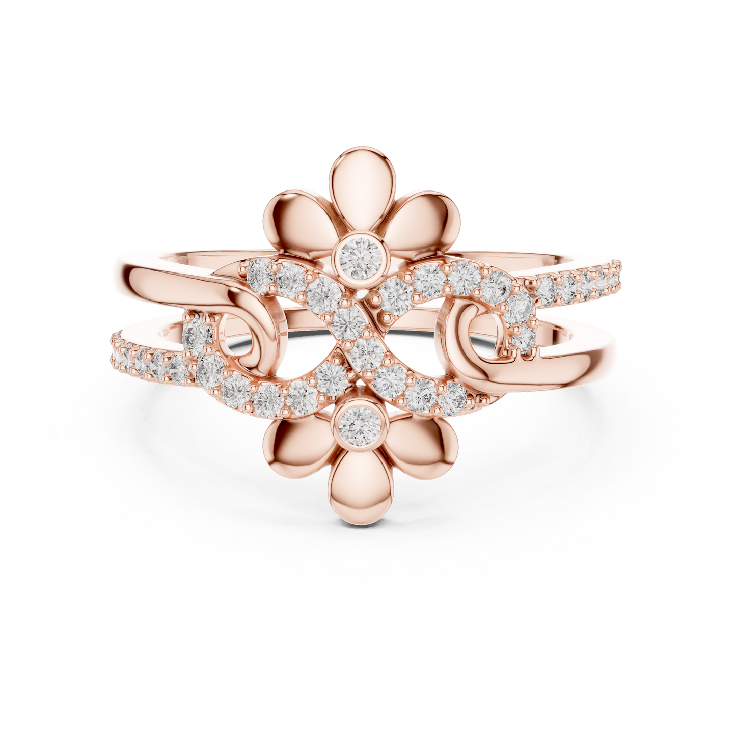 Lab Grown Diamond Infinity Flower Ring in 14K White Gold