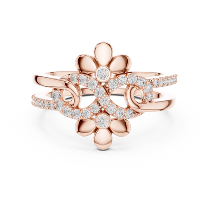Lab Grown Diamond Infinity Flower Ring in 14K White Gold