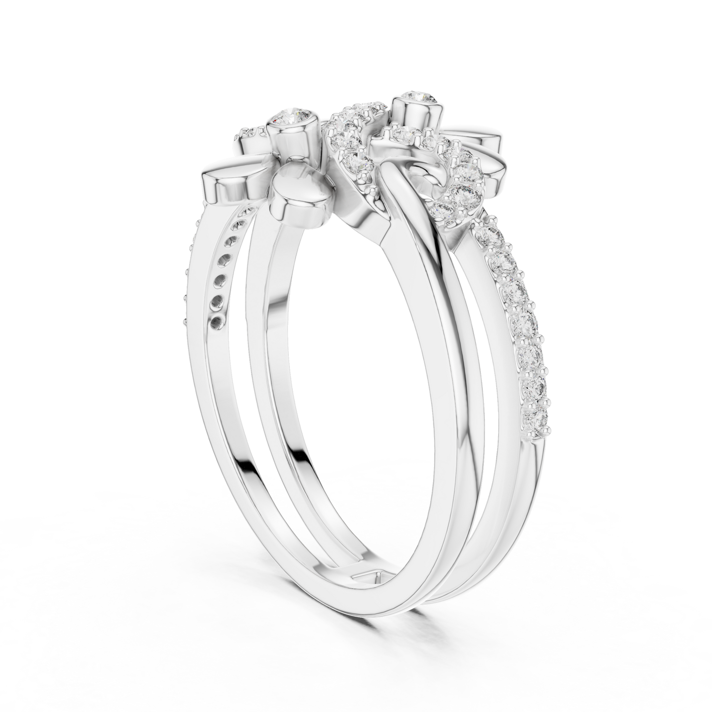 Lab Grown Diamond Infinity Flower Ring in 14K White Gold