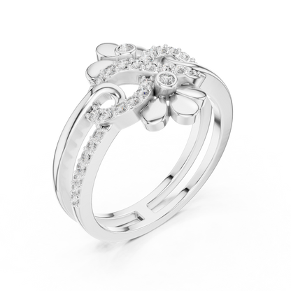 Lab Grown Diamond Infinity Flower Ring in 14K White Gold