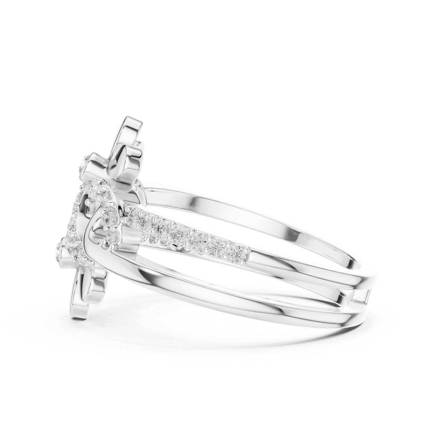 Lab Grown Diamond Infinity Flower Ring in 14K White Gold