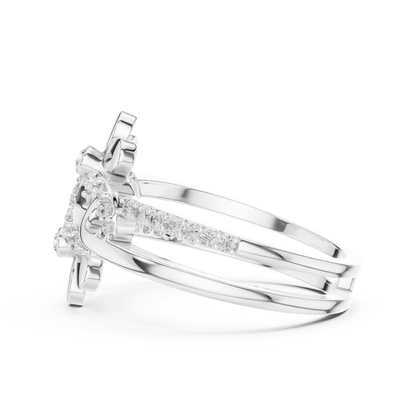 Lab Grown Diamond Infinity Flower Ring in 14K White Gold