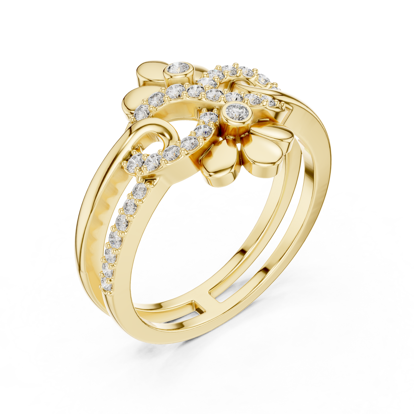 Lab Grown Diamond Infinity Flower Ring in 14K White Gold