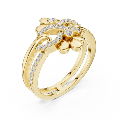 Lab Grown Diamond Infinity Flower Ring in 14K White Gold