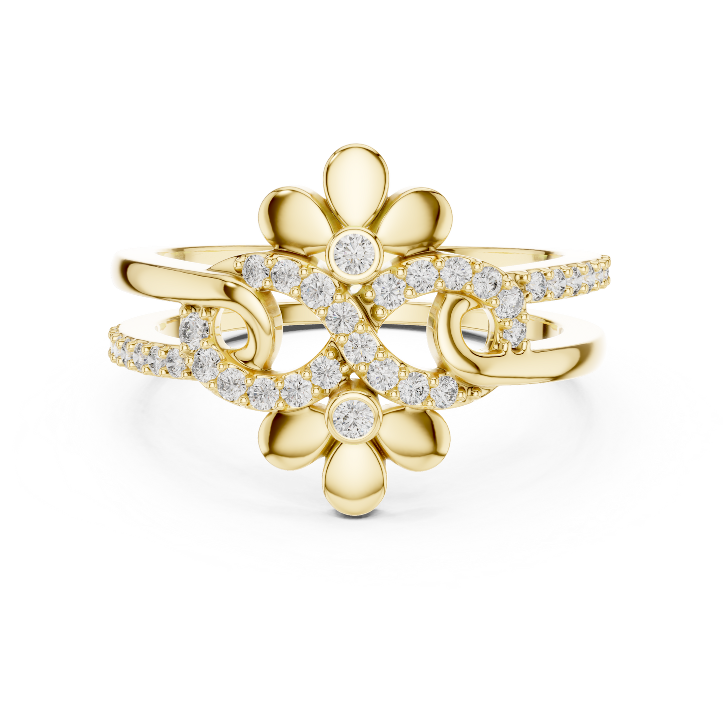 Lab Grown Diamond Infinity Flower Ring in 14K White Gold