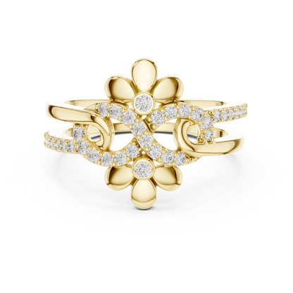 Lab Grown Diamond Infinity Flower Ring in 14K White Gold