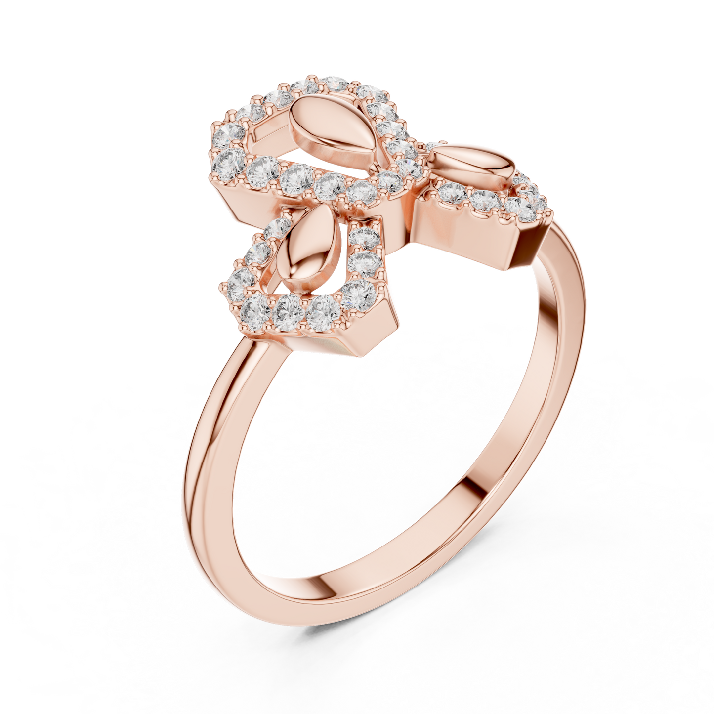 Lab Grown Diamond Geometric Bow Ring in 14K Rose Gold