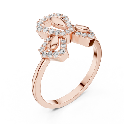 Lab Grown Diamond Geometric Bow Ring in 14K Rose Gold
