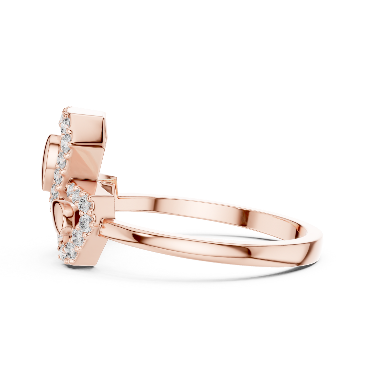 Lab Grown Diamond Geometric Bow Ring in 14K Rose Gold