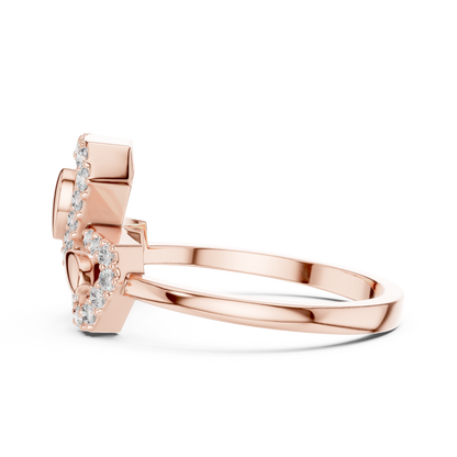 Lab Grown Diamond Geometric Bow Ring in 14K Rose Gold